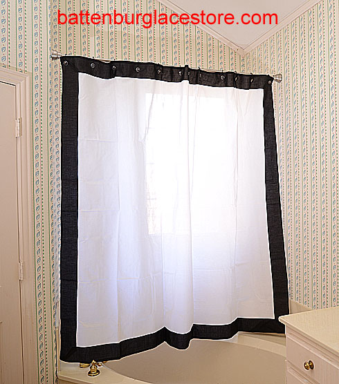 Shower Curtain. White with Black color border